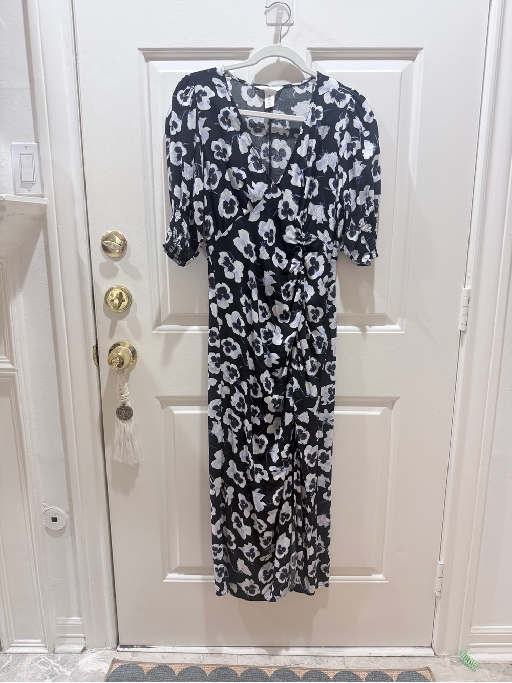 H&M Black and White Pansy Floral Maxi Dress